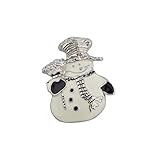 Lux Accessories Holiday Christmas Winter Black White Snowman Brooch Pin
