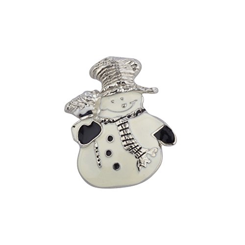 LUX ACCESSORIES Holiday Christmas Winter Black White Snowman Brooch Pin