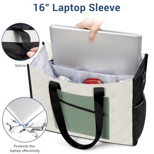 Image of IBFUN Utility Tote Bag with 24 Pockets, Large Teacher Tote for Women with Laptop Compartment, Travel Tote Bag with Zip Top