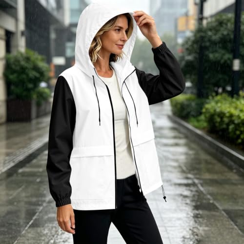 BUERCWS Womens Windbreaker Jacket Lightweight Hooded Raincoat with Pockets - image 3