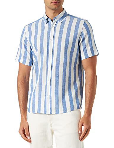 s.Oliver Herren Hemd Kurzarm, Blue Stripes, 3XL