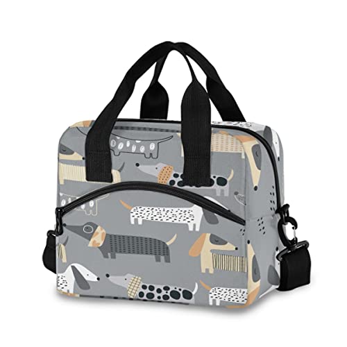 Glaphy Cute Dachshund Dog Pattern Lunch Bag Insulated Lunch Box Food Container Meal Prep Cooler Handbag