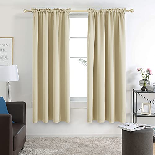 Image of Deconovo Blackout Curtains Set of 2, 7 Feet Long, Black Curtains for Bedroom, Thermal Insulated Window Curtains for Living Room - 52W x 84L Inch,Beige Eyelet