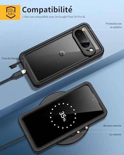 Coque Pixel 10 Pro XL Étanche IP68 Protège Votre Écran de la Poussière