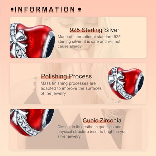 Image of Bow Love Charms for Women Charm Bracelets, 925 Sterling Silver Mother's Day Halloween Birthday Christmas Jewelry Gift for Women