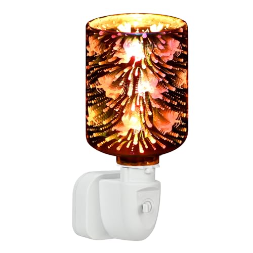 Quemador de cera eléctrico de mariposa 3D y calentador de aceite, impresionante quemador de cera enchufable con patrón de corazón para derretir cera con luz que cambia de color, lámpara de fragancia