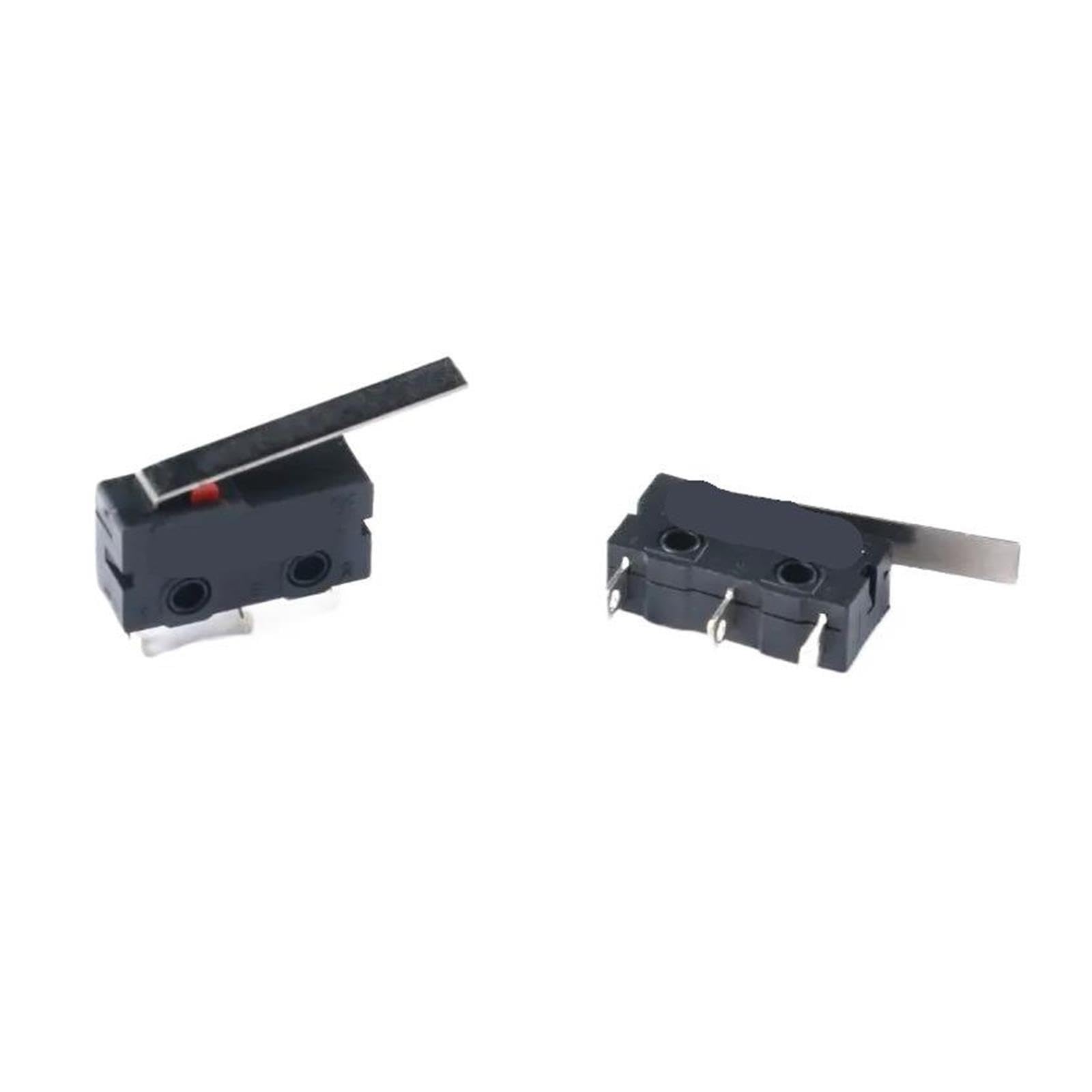 10 Uds Mini Micro interruptor de límite NO NC 3 pines terminales PCB SPDT 5A 125V 250V 29mm palanca de arco de rodillo microinterruptores de acción rápida(16mm Lever2)