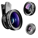 Handy Objektiv,0.45X Weitwinkelobjektiv+ 15X Makro Objektiv Clip-on iPhone-Objektiv für iPhone, Samsung, Android Phone(Passt für Fast alle Telefone) 7/Plus Samsung S8 Android Smartphones