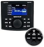 Rockville RGHR-ZA 72W 4 Zone Marine Gauge Hole Receiver, Bluetooth App Control, Wired Remote, IP66 Waterproof, Perfect for Boats and Marine Audio Systems