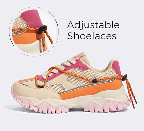 LUCKY STEP Women's Platform Colorful Fashion Sneakers Tennis Retro Colorblock Adjustable Lace Lifestyle Stylish Cute Chunky Dad Casual Walking Shoes2