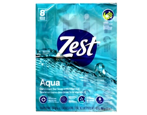 Image of Zest Aqua Pure Cleansing Bar Soap 20% More Moisture 8 Count Pack of 2