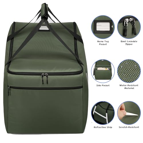 Image of Infant Car Seat Travel Bag for Airplane Compatible with All Nuna Pipa Car Seat and Base,Chicco KeyFit 30 and Base, Padded Car Seat Bags for Air Travel,Car Seat Gate Check Bag with Side Pocket, Green