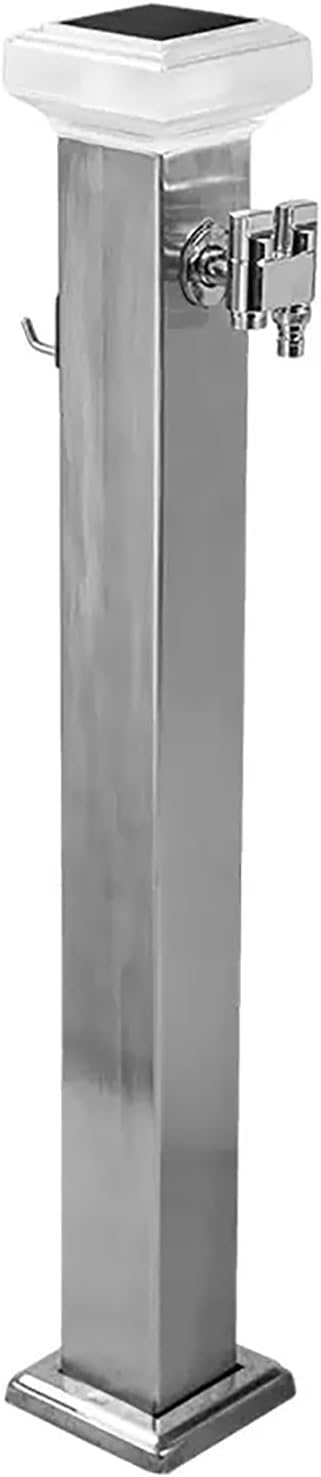 Solar Light Garden Water Column, Freestanding Hose Stand with Faucet, Outdoor Vertical Antifreeze Garden Water Post, Decorative Water Feature Fountain Water Dispenser HYD(Svart-60cm/24in)