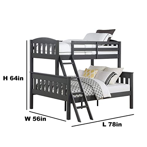 APRODZ Mango Wood Coedlac Kids Bunk Beds with Ladder for Bedroom | Grey Finish - Image 2