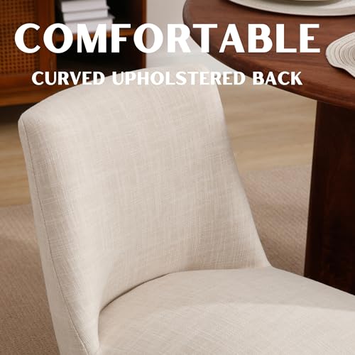 RIVOVA Upholstered Dining Chairs Set of 4, Modern Wooden Dining Room Chair Linen Fabric Kitchen Chairs Farmhouse Dinner Chair with Hardwood Frame, Beige - Image 5