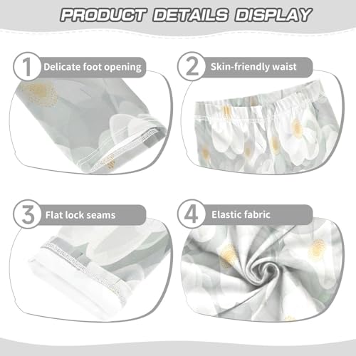 Bolaz Toddler Girls Leggings Printed Yoga Pants Leggings White Flowers for Kids3