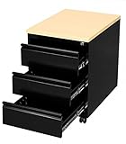 Lüllmann Büro Rollcontainer komplett montiert 3 Schubladen Bürocontainer Schwarz/Ahorn Dekor 505302 Maße: 620 x 460 x 600 mm