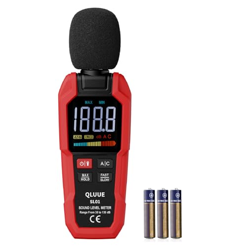 QLUUE Schallpegelmessgerät, digitaler tragbarer Dezibelmesser, 30 dB bis 130 dB, A/C-gewichtetes...