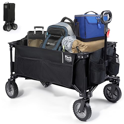 TIMBER RIDGE Carro Playa Carrito Plegable Transporte para Jardín Playa Campaña Compra al Aire Libre, Carreta con Bolsa de Cubierta Mango Ajustable hasta 100kg