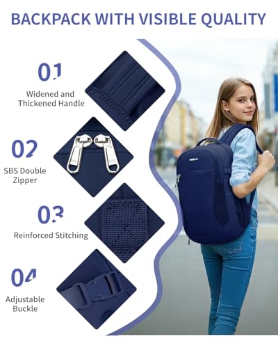 Image of ECOHUB Large Travel Backpack 17.3 inch Suspended Laptop Backpack Fashion Water-Resistant 28L Lightweight Backpack for Causal Work Blue