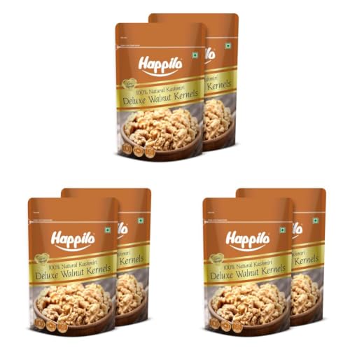 Image of Happilo Premium Kashmiri Walnut Kernals 200g (Pack of 6) | Walnuts without Shell | Akhrot Giri | Dry Fruits, Healthy Snacks | Natural Walnut Kernels | Rich in Protein, Antioxidants & Source of Omega-3