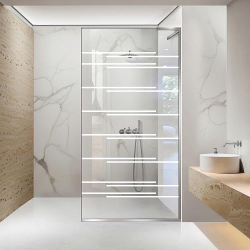 Mampara de ducha de cristal nano recubierto Aqua Roy Minimal INOX Axis White de diseño 2
