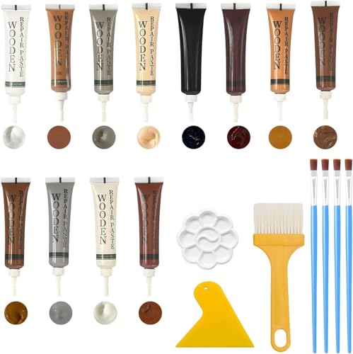 atnayo 12 Pcs Laminate Floor Repair Kit Wood Floor Repair Kit for Cracks Holes