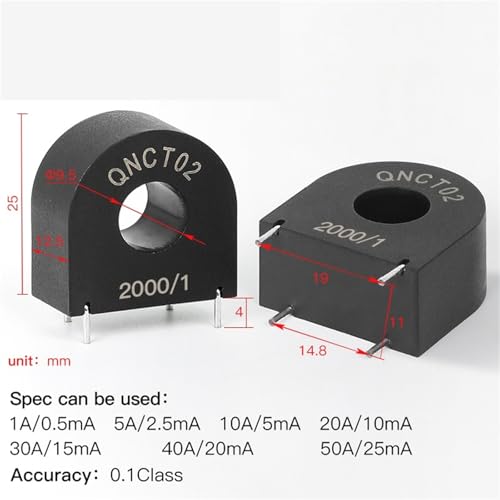 Sensor de corriente alterna Zmct102 de 5 A y precisión QNPT01 para medición estable de 2 mA 2