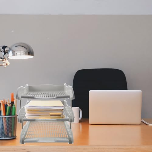 Optimise l'espace bureau avec ce plateau de rangement 3 niveaux horizontaux pour vos documents