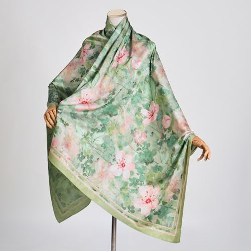 HONGSAM Iqipa Boho Chic Pareo,mandala Pareo,Peony Jacquard Scarf Faux Hualuo Silk Crinkle Scarf With Botanical Print,Oversized 45"x67" Bikini Swimsuit Cover Up Art Shawl Free Spirit Collection3