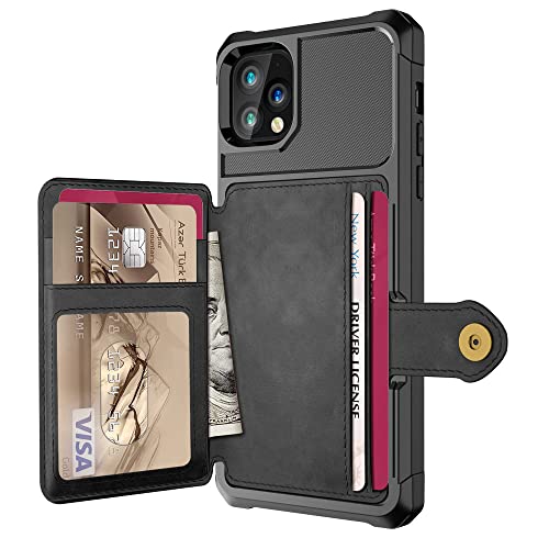 Étui portefeuille en cuir noir pour iPhone 13, 12 et 11 Pro Max