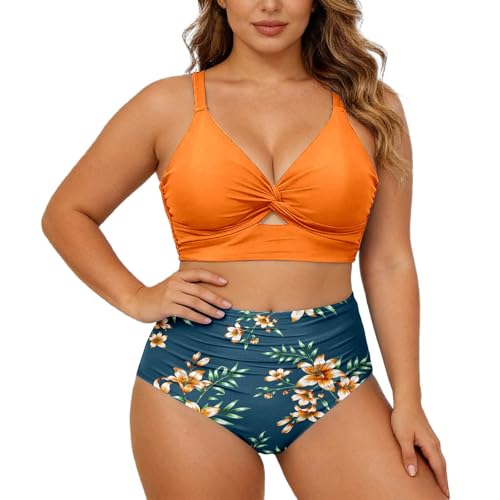 Bikini Grande Taille à Taille Haute et Bretelles Ajustables Style A