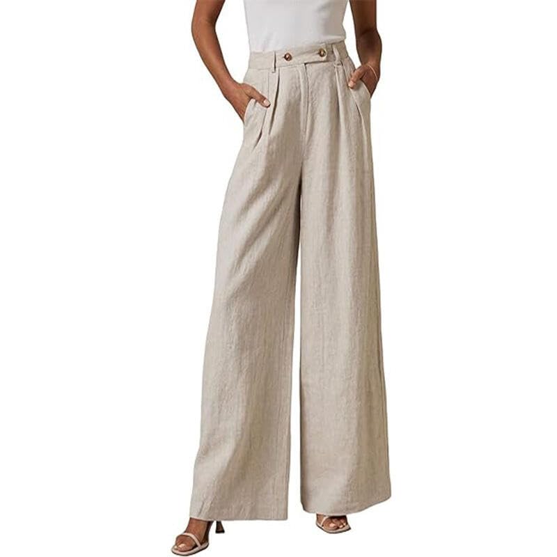 ZUOLAIYIN Women Pleated Casual Pants Loose Wide Leg Lightwei