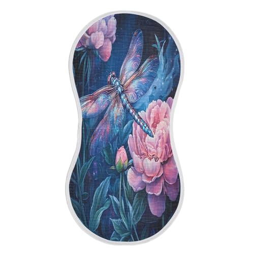 Colorful Dragonfly Burp Cloths Cotton Baby Washcloths,Large 22x11in Burping Cloth Absorbent and Soft for Newborn Baby Boys and Girls,1 Pack