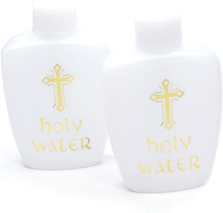 40 Pcs 2 Oz Catholic Christian Holy Water Bottles Empty Gold Cross Holds Container 60ml Plastic Reusable Bottle Set for Home Kitchen Baptism Religious Church Party Decorative Accessories
