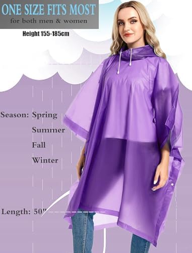 Image of Pivalo EVA Raincoat Poncho 70 GSM with Adjustable Hood Full Sleeves Knee Length Unisex Universal Size waterproof Reusable Outdoor Rainwear for Bike Riders Men and Women (Pack of 1, Purple)