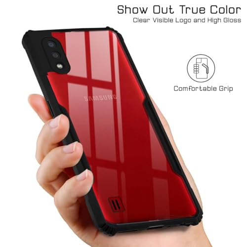 Image of Jkobi Back Case Cover for Samsung Galaxy A01 (Shockproof with Polycarbonate Clear Panel | Professional Black)
