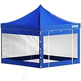 VEVOR Pavillon faltbar 3x3m Faltpavillon 240g PVC-beschichtetes Polyester Pop-Up-Pavillon 1,95-2,13m Einstellbar Partyzelt Festzelt Strandzelt Blau für Hochzeiten oder andere kommerzielle Aktivitäten