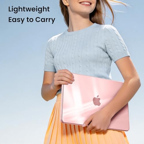 Image of BlueSwan Case for MacBook Neo Cover 13 inch 2026 A3404 Clear Hard Shell | Compatible for Apple Mac Neo 13 inch A18 Pro, Glossy Bright Finish, Scratch Resistant Protection, Laptop Skin Accessories, Blush