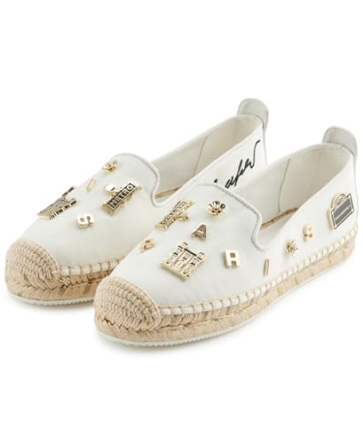 Image of Karl Lagerfeld Women's Michaela Slip on Espadrille Sandal with Pins