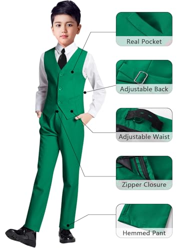 image for YuanLu Kids Toddler Tuxedo Formal Dresswear Set 5 Pieces Slim Fit Gree