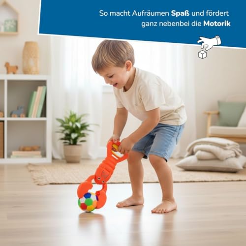 alldoro 60177 Sandgreifer Hummer rot, Robustes Sandspielzeug für Kinder, Sandkasten-Krabbe, leicht & einhändig bedienbar, 34 cm