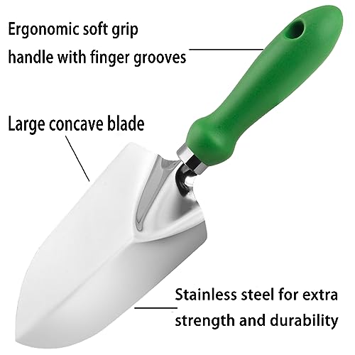 Gartenkelle - Gartenspaten aus rostfreiem Stahl mit ergonomischem Griff und weicher gummierter Handschaufel zum Umpflanzen, Jäten, Bewegen und Glätten, Graben und Pflanzen