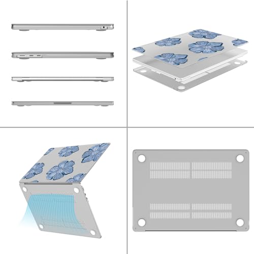 Funda MacBook Pro 13 pulgadas flores azules A2338 rígida mate 2