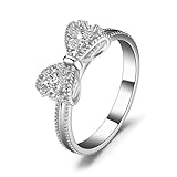 JewelryPalace Lazo Anillos Mujer Placcato Oro Bianco 14K, Anillo llamativo con Circonita, Anillo Promesa Lindo con Piedra, Joyas de Mujer 7