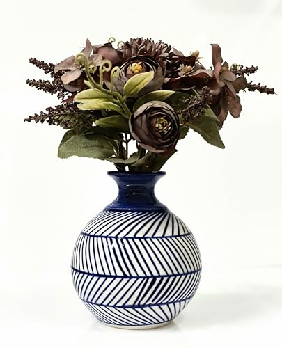 Image of Bliss Hohm Round Decorative Vase for Home Decor (5 Inches), Ceramic Flower Vases for Living Room and Office Decor, Decoration Items, Wall Tabletop showpieces, Flower Pots