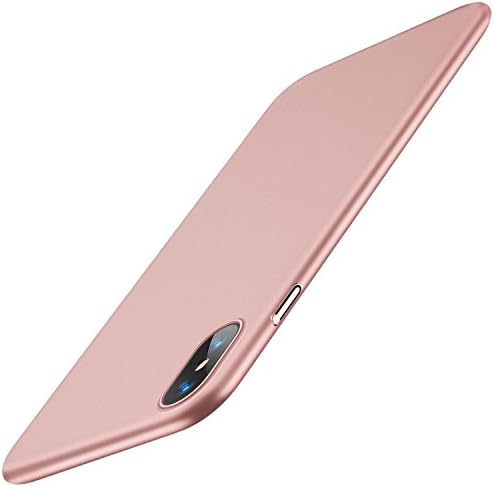 iPhone X Case, AUXME Slim Fit Shell Hard Plastic PC Ultra Thin Mobile Phone Cover Case with Matte Finish Coating Grip for Apple iPhone X (Rose gold)