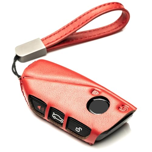 Vitodeco Genuine Leather Key Fob Case Cover Protector Compatible with BMW | 2023-2026 Models | 4-Button | Red