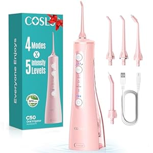 COSLUS Munddusche Elektrische Kabellos Testsieger 2025: 20 Wasserdruck IPX7 Wasserdicht Präzise Anti-Spritz Technologie 4 Modi für Oral Health Enthusiasten Tägliche und Reisen 5 Intensität