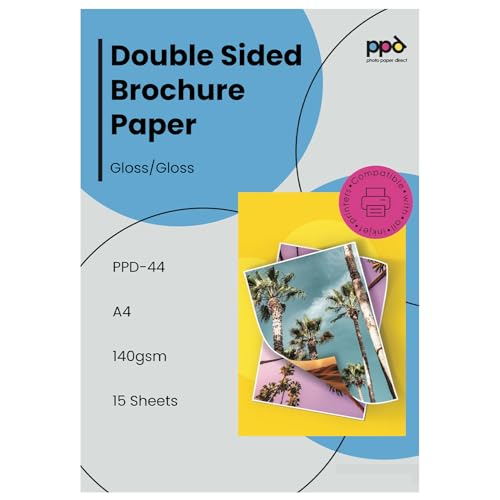 PPD 15 X A4 Papier Photo Double Face Brillant, Impression Jet d'encre, 180g, 15 Feuilles Recto Verso de Qualité Photo Professionnelle, PPD-44–15
